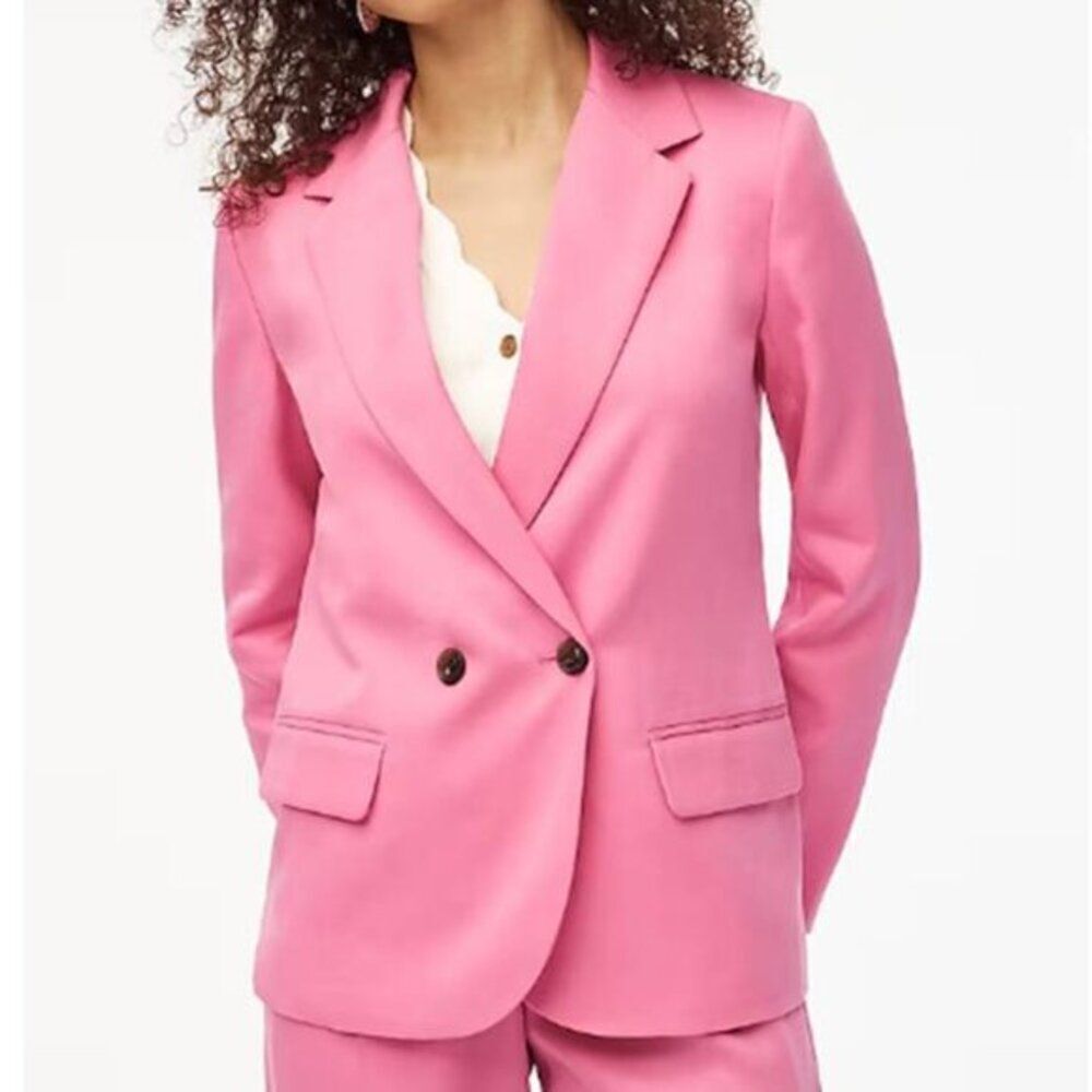 J Crew Women's Drapey Twill Blazer Double Breasted Office Business Coat Size 16
